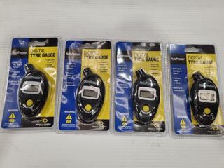 4x MotoPressor Digital Tyre Gauges, New