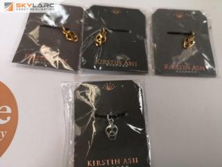 4x Kirsten Ash Gold Vermel & Silver Skull Charms