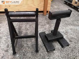 2x Industrial Material Roller Stands w/ Rollers