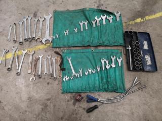 Assorted Lot Hand Tools Spanners, Sockets, Magnetic Probes, Stamps