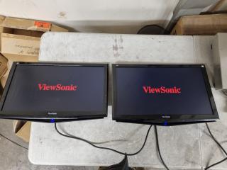 2x ViewSonic 22" LED Monitors, no base stands