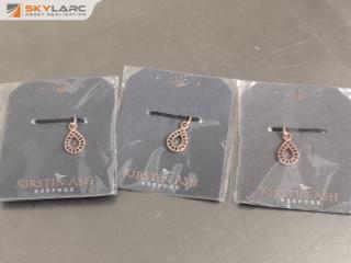 3x Kirsten Ash Rose Gold Vermel Teardrop Charms