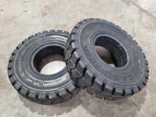 2x Casumina 6.00-9 Solid Rubber Fork Truck Tyres, New