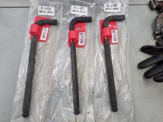 3x Bondhus 14mm Ball End L-Wrench Hex Keys, New