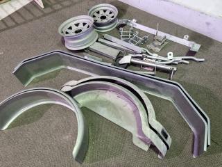 Assorted Boat Trailer Parts, Wheels, Fenders