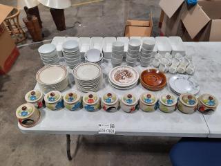 Large Assortment of Serving Trays, Saucers and Bowls