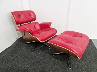 Eames Style Lounge Chair and Ottoman - Leather