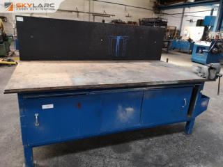 Heavy Duty Steel Workshop Workbench w/ Built in Storage