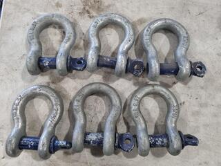 6x Bow Shackles, 8.5-ton Capacity