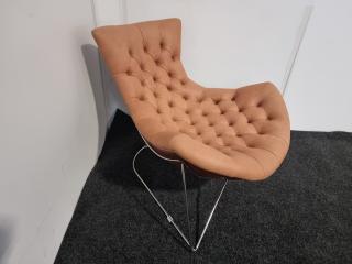 Sessel Style Curved Chair - Full Leather (Orange/ Tan)