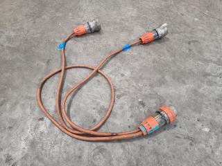 32Amp 500V 50Hz 3 Phase 2 Way Splitter Extension Lead