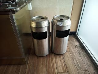 2 Stainless Rubbish Bins