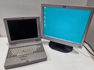 Vintage Toshiba Satillite 4000CDS Laptop Computer w/ External HP Monitor