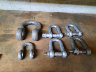 6 x Assorted D Shackles