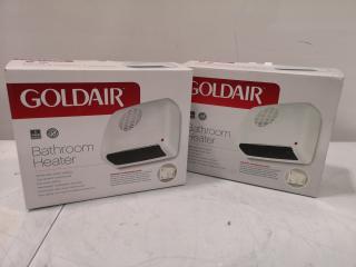 2x Goldair Bathroom Wall Heaters, New