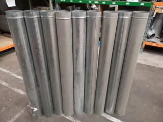 9x Galvanised Steel Duct Flues, 125x1200mm Size