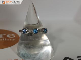 Tripple Round Brilliant Stack Ring | Topaz Blue | MJJ for ORE