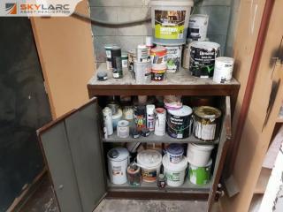 Metal Cabinet and Contents of Paint