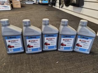 5x 1L Stens Masport 4-Stroke SAE 10W30 Oil