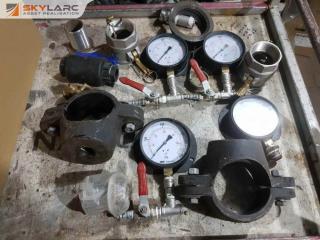 Assorted Pressure Gauges, Valves and Fittings