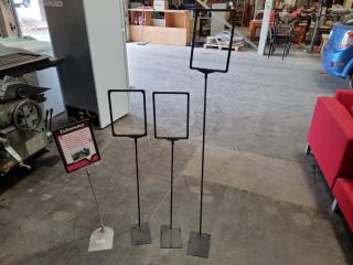 4x Assorted Floor Standing Retail Signage Frames