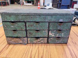 Vintage Metal Parts Storage Drawer Unit