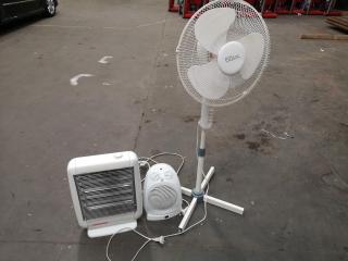 2x Basic Heaters & 1x Pedistal Fan for Home or Office