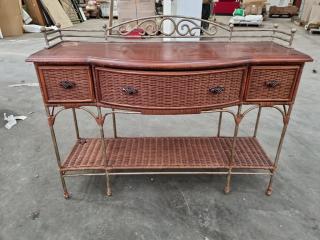 Wicker Styled Hall Table Drawer Unit