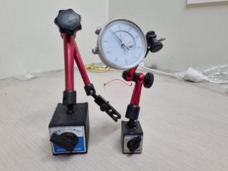 2x Adjustable Magnetic Indicator Stands + 1x Dial Indicator