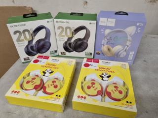 5x Assorted Corded & Cordless Headphones