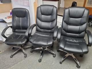 3x Assorted Gas-Lift Office Desk Chairs