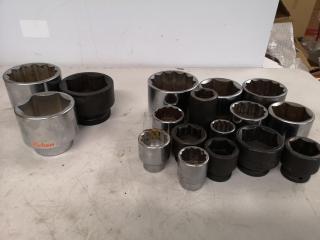 17x Assorted 1" & 3/4" Drive Sockets