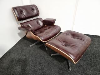 Eames Style Lounge Chair and Ottoman - Leather