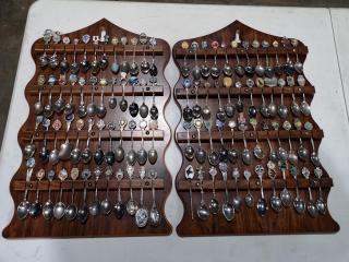 96x Decorative Display Spoons w/ 2x Wooden Wall Boards