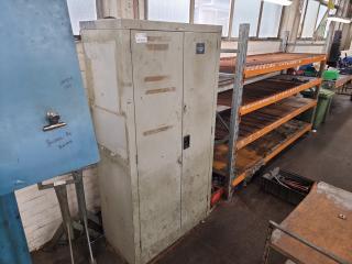 Steel Two Door Workshop Cabinet (Contents Included)