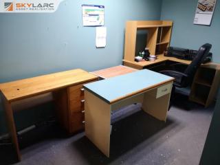 Assorted Lot of Office Furniture, Desks, Chair, Mobile Table & More