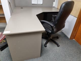 Office Corner Workstation Desk w/ Chair & Mobile Drawers