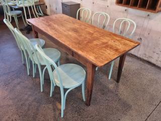 Antique Timber Cafe Table and 6 Chairs