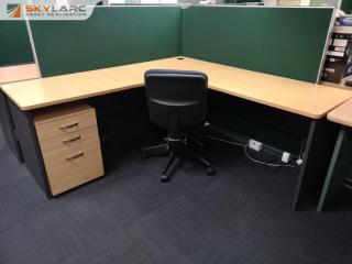 Office L-Shape Corner Workstation Desk w/ Mobile Drawer Unit & Chair