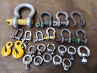 23x Assorted Lifting Eyes, Hooks, Bow & D Shackles