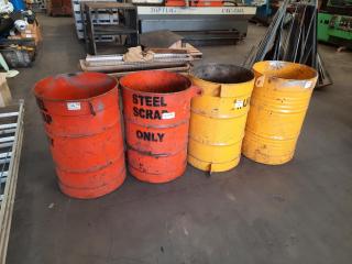 4 x ~320L Industrial Steel Scrap Drums