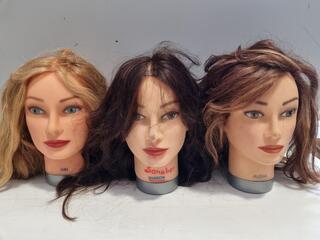 3x Dateline Hairdressing Practice Mannequin Heads