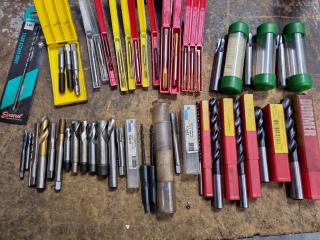 40+ Assorted End Mills, Taps, Drills, & More