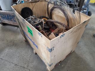 Crate of Assorted Grinding Disks, Wheels, Welding Items, & More