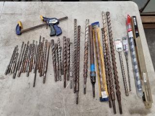 Assorted SDS Plus & Auger Drill Bits + Quick Grip