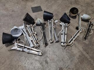 8x Vintage Workshop Bench Lamps