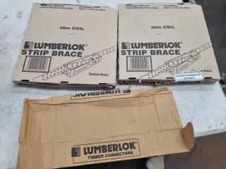 2x Coils Lumberlok Strip Brace + 6x 300mm Sheet Brace Straps