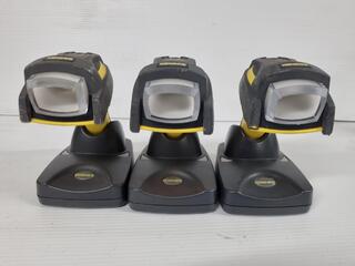 3x Cognex DataMan DM7550 Barcode Scanners w/ Stands