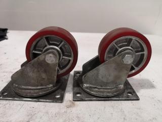 2x Heavy Duty 100mm Dia Trolley Castors