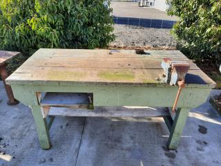 Wooden Workbench with Vice